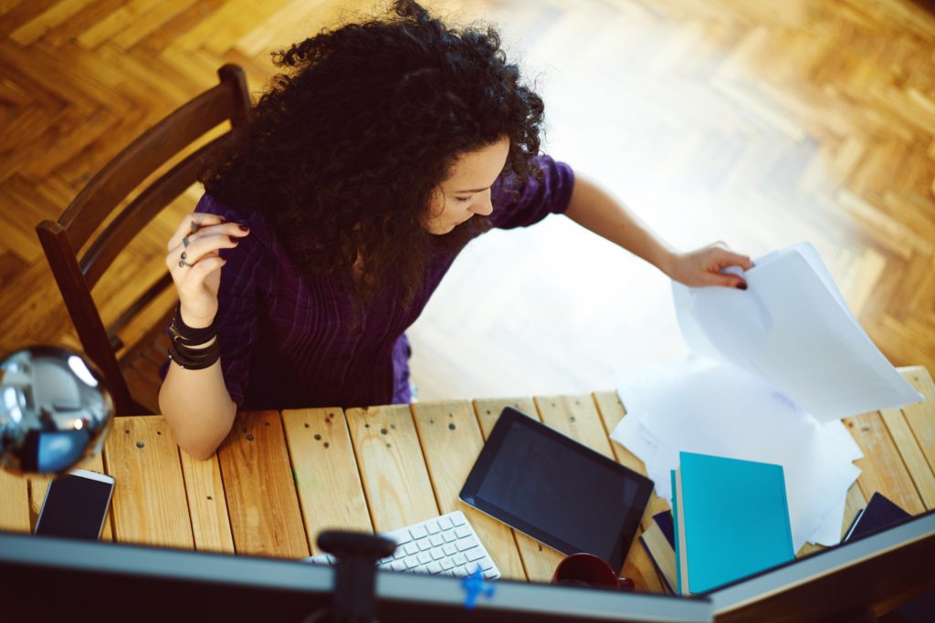 Woman working at home