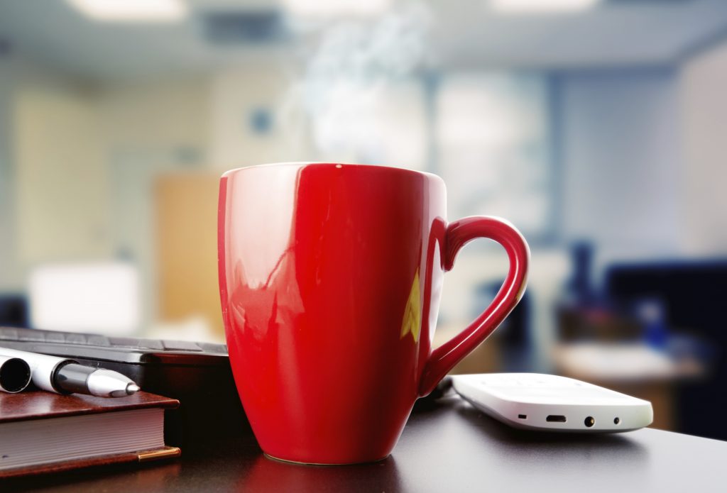 coffee on a table in office